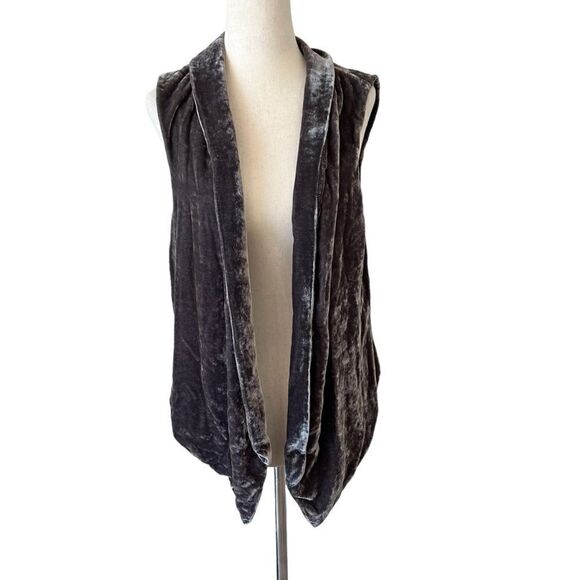 J. Jill Silk Blend Crushed Velvet Vest Medium Gray - Picture 1 of 7